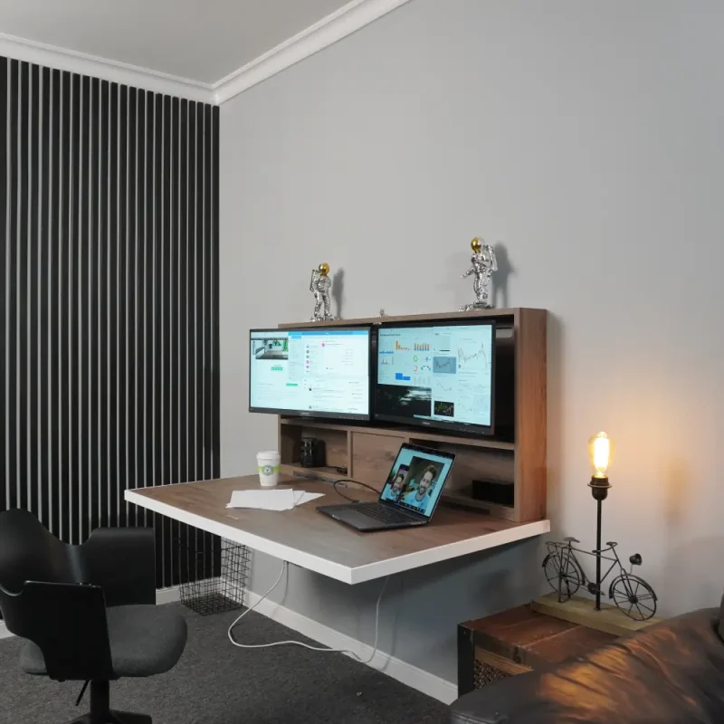 DropTop Duel monitor work from home desk.