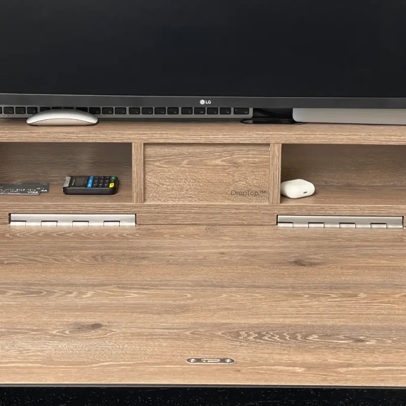 Storage and organisation in DropTop space saving desk.