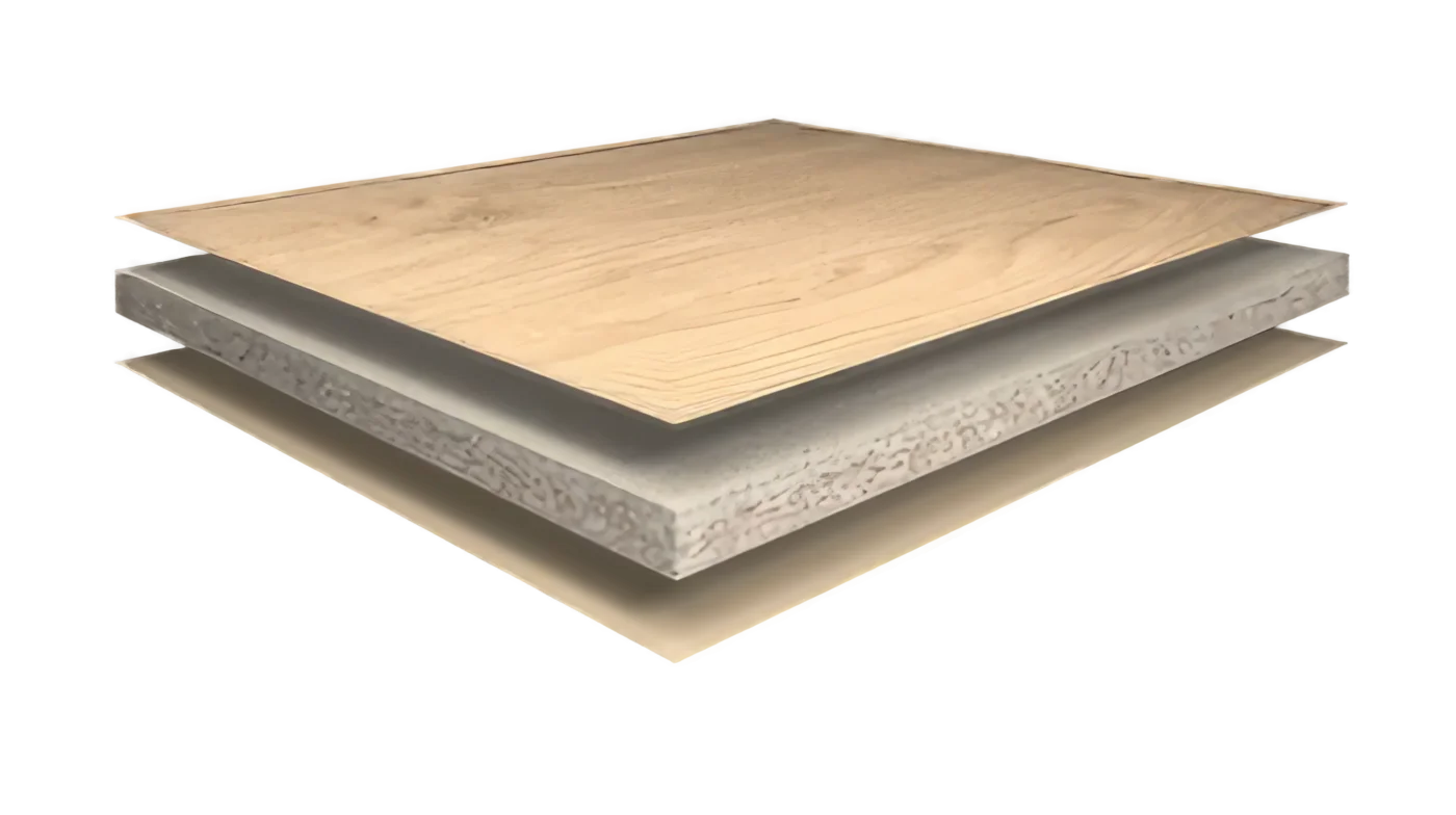 Image of wood layers used in a fold away desk.