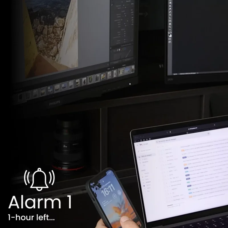 Alarm 1: 1 Hour Left...