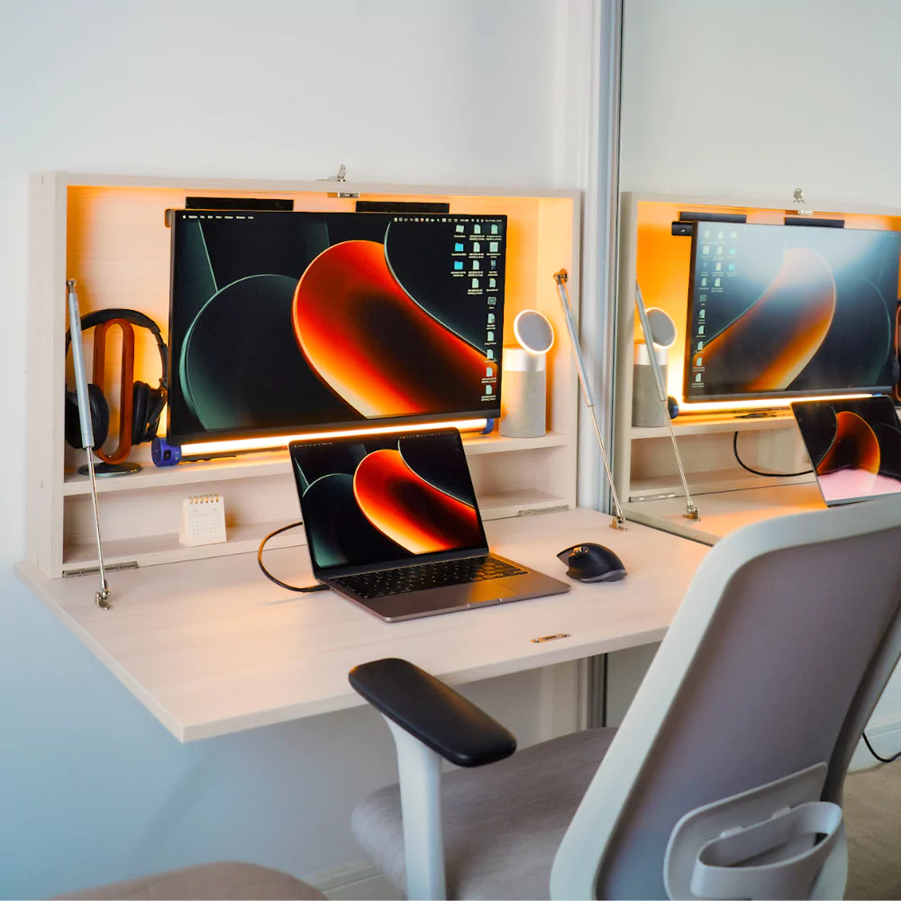 An ergonomic folding desk designed for people who work from home.